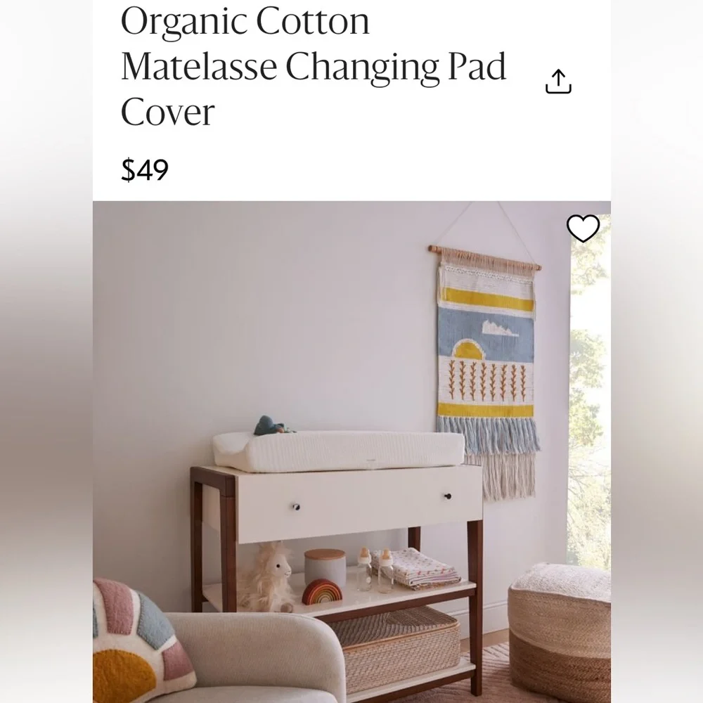 NWOT West Elm Matelasse Changing Pad Cover, White